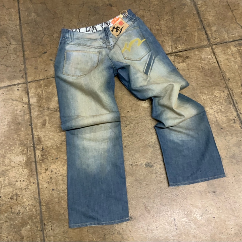 Men's Five Pointz Blue Vintage Dirty Washed Denim Pants